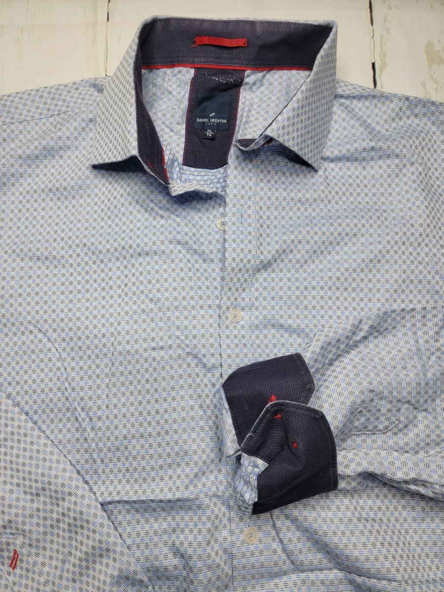 Daniel Hechter Mens XL Long Sleeve Button Up Shirt Diamond Pattern