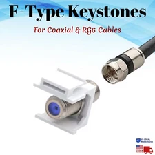 F-Type Keystone Jack Coaxial RG6 Cable Coupler F Type Insert for Wall Plate Lot