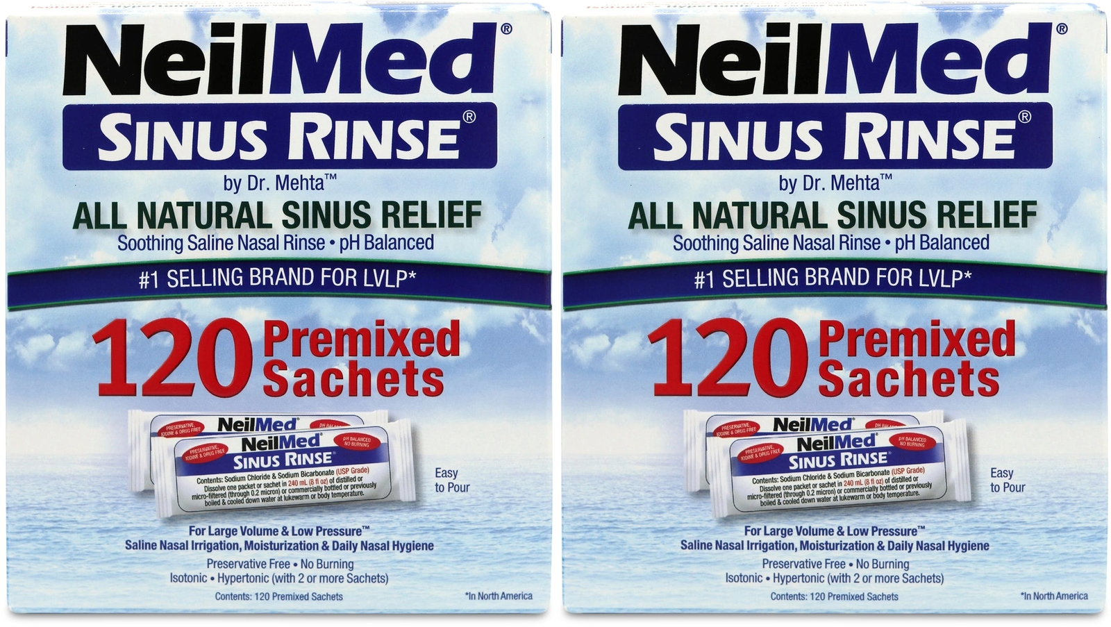 NeilMed Sinus Rinse Saline Nasal Natural Sinus Allergy Relief refill 120 Sachets - Image 7