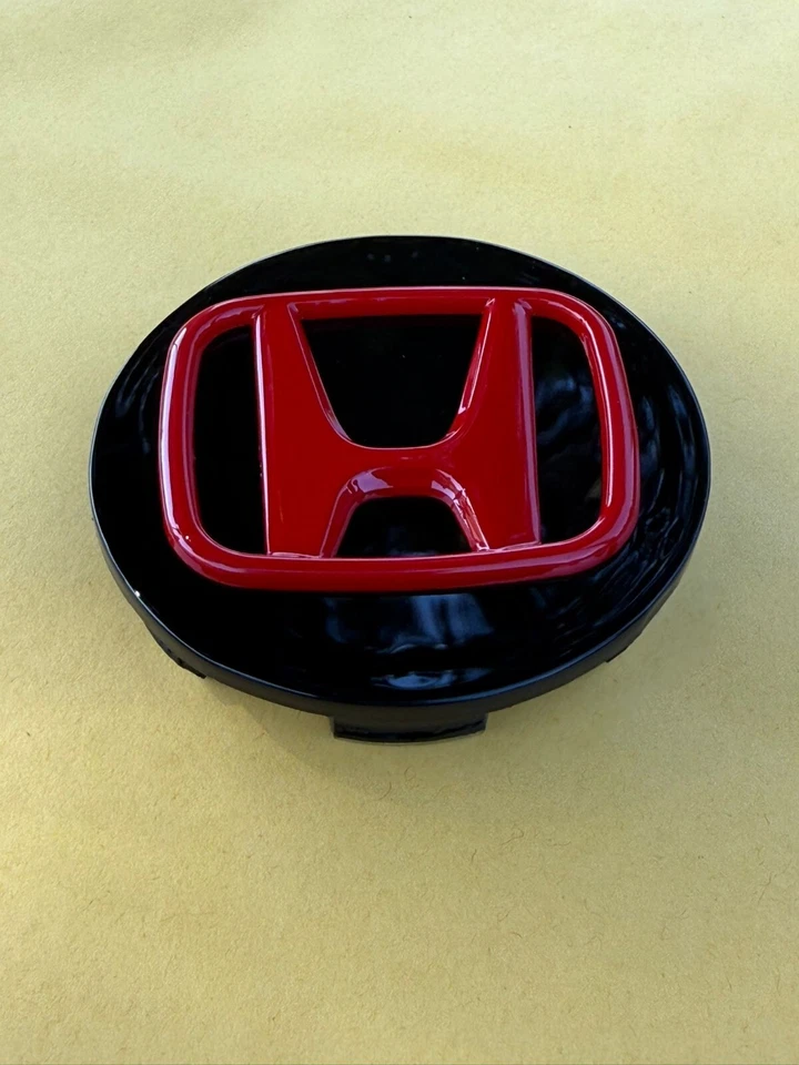 HONDA Set Of 4 Black/Red Wheel Center Caps 69MM - - Satisfaction Guaranteed - Изображение 3 из 4
