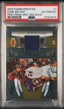 2009 Panini Prestige Kobe Bryant Presitigious Pros Material Auto Gold # /50 PSA