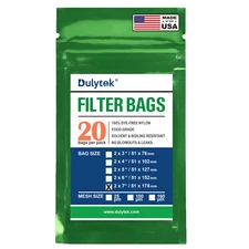 Dulytek Premium Nylon 20 Pcs Rosin Filter Bags, 2" x 7" - 25/100/160 Micron Mesh