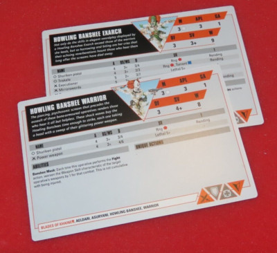 Games Workshop Warhammer 40k Kill Team Howling Banshees Datenblatt Karten Datacard