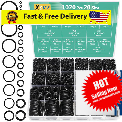 1020 Pcs O Ring Kit 20 Size Nitrile Rubber Oring Assortment Set for Car Auto Veh