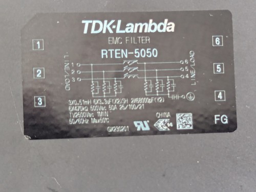 TDK-Lambda RTEN-5050 Power Supply 500V (AC DC)Filter 500VAC 50A Screw Terminatio - Picture 2 of 7