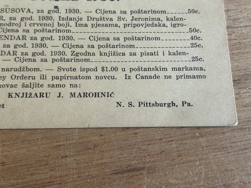 Cartolina pubblicitaria calendari polacchi 1929 vintage Pittsburgh Kalendari IZ Starog - Foto 5 di 20