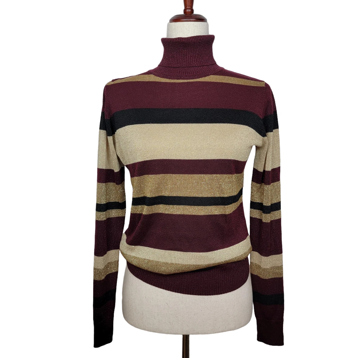 Joseph A. Metallic Shimmer Rayon Knit Turtleneck Sweater - Size S