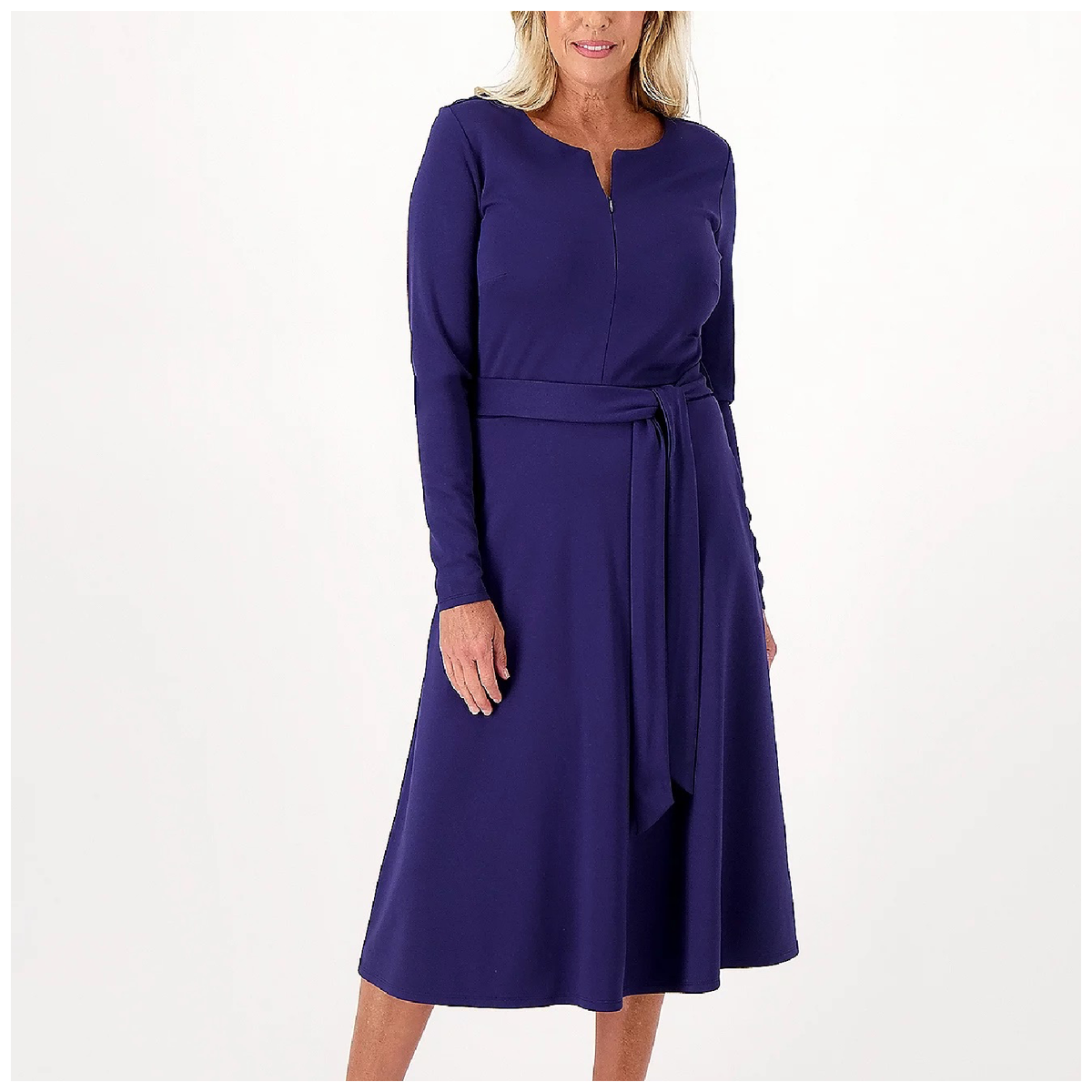knee length dresses for ladies Ponte Sleeveless T-Neck Midi Dress