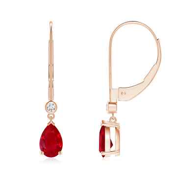 ANGARA Ohrhänger in Birnenform Rubin Leverback in 14K massiv Gold (AAA | 0,8 ct)
