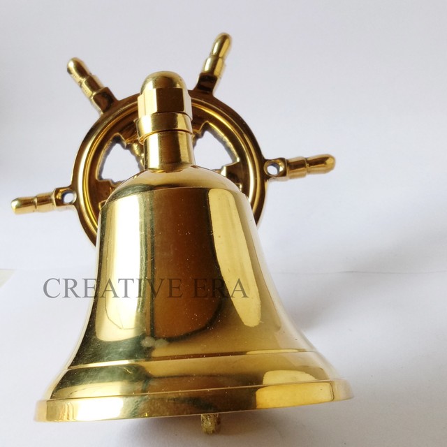 Ship's Bell Solid Cast Brass 6" Nautical Marine Doorbell Hanging Wall Decor New eBay