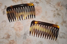 Vintage Retro Goody Small Hair Comb Pair Faux Tortoise Shell Style VGC