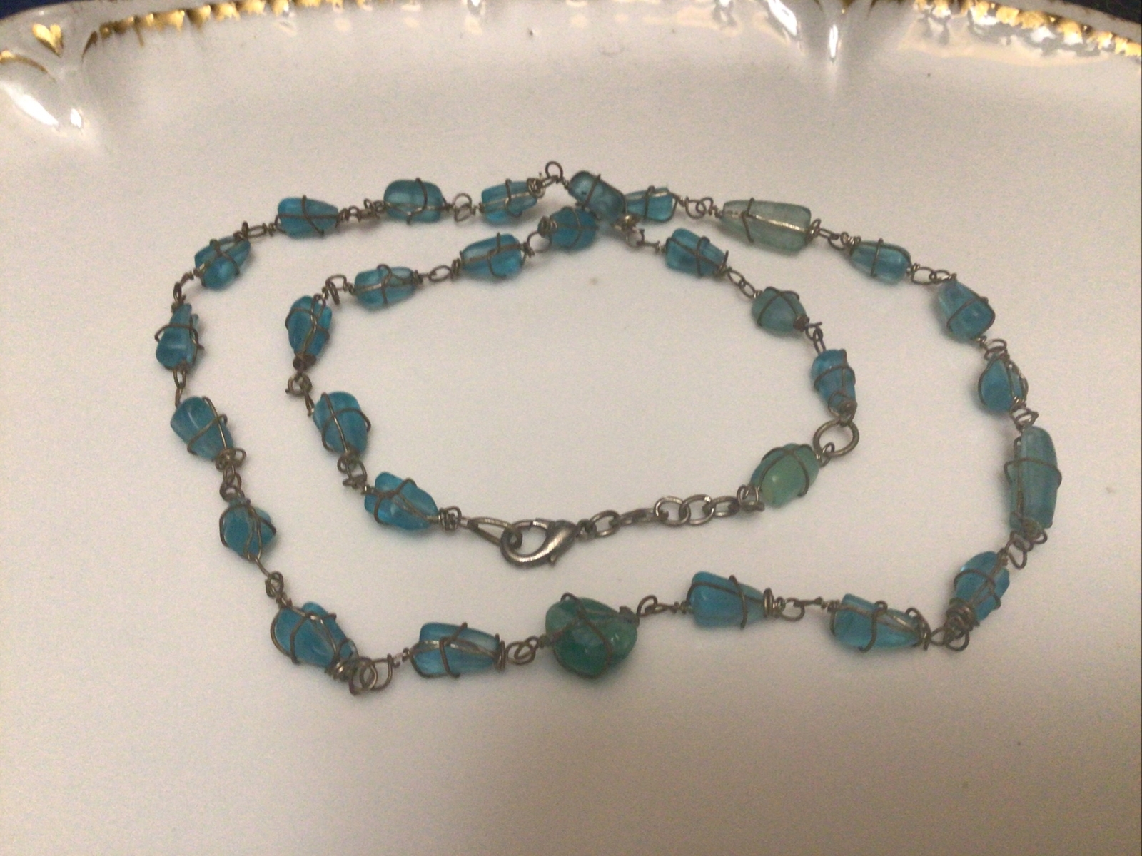 Statement beach multi Blue Beach Glass Beads 24” … - image 6