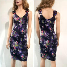 🆓US🛃  VINTAGE GIANNI VERSACE abstract floral printed jersey dress IT 40