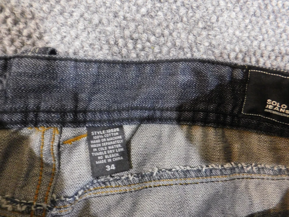solo jeans hombre 34x30 azul recto oscuro Y2K denim clásico moderno ciudad Foto 3 de 4