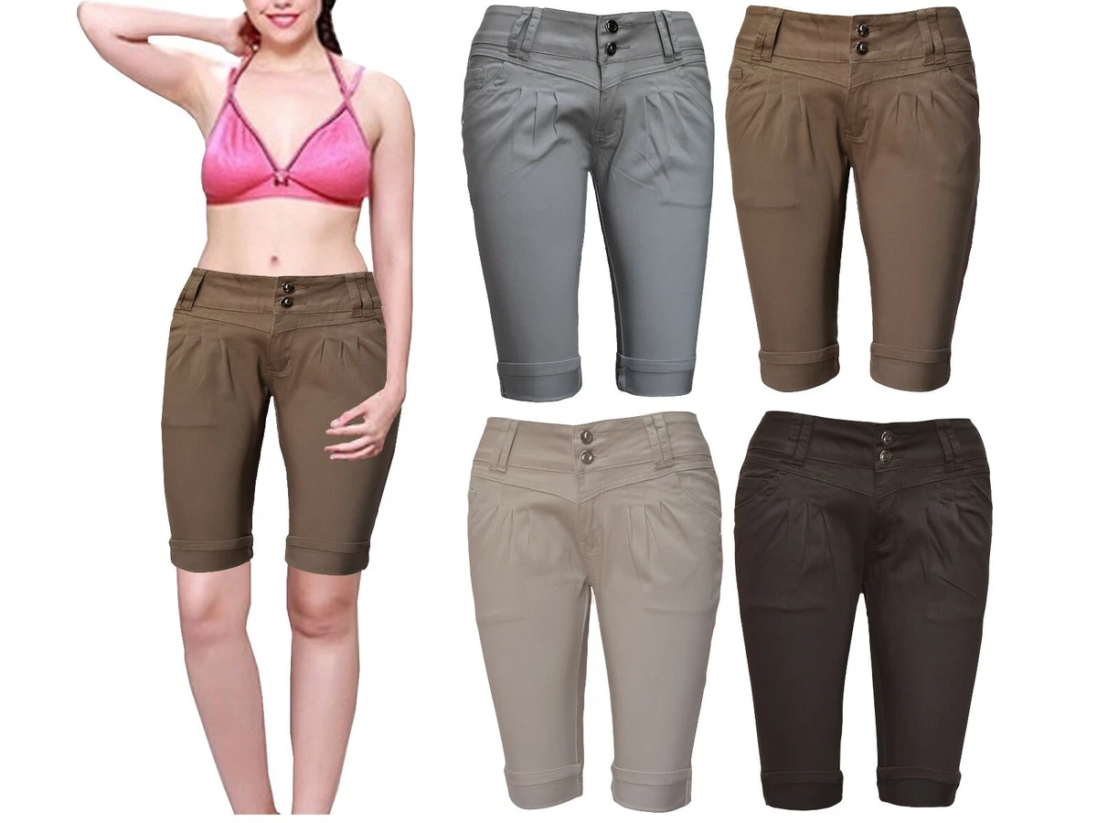 Damenjeans Stil Chino Shorts Damen Sommer Bermuda knielang M dchen Hotpants
