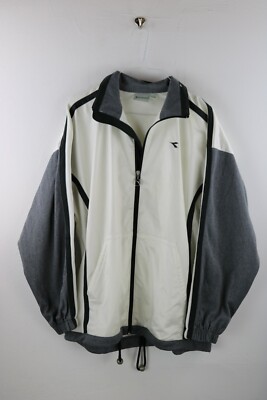 Diadora men's training jacket size approx. L track jacket white/grey MT6