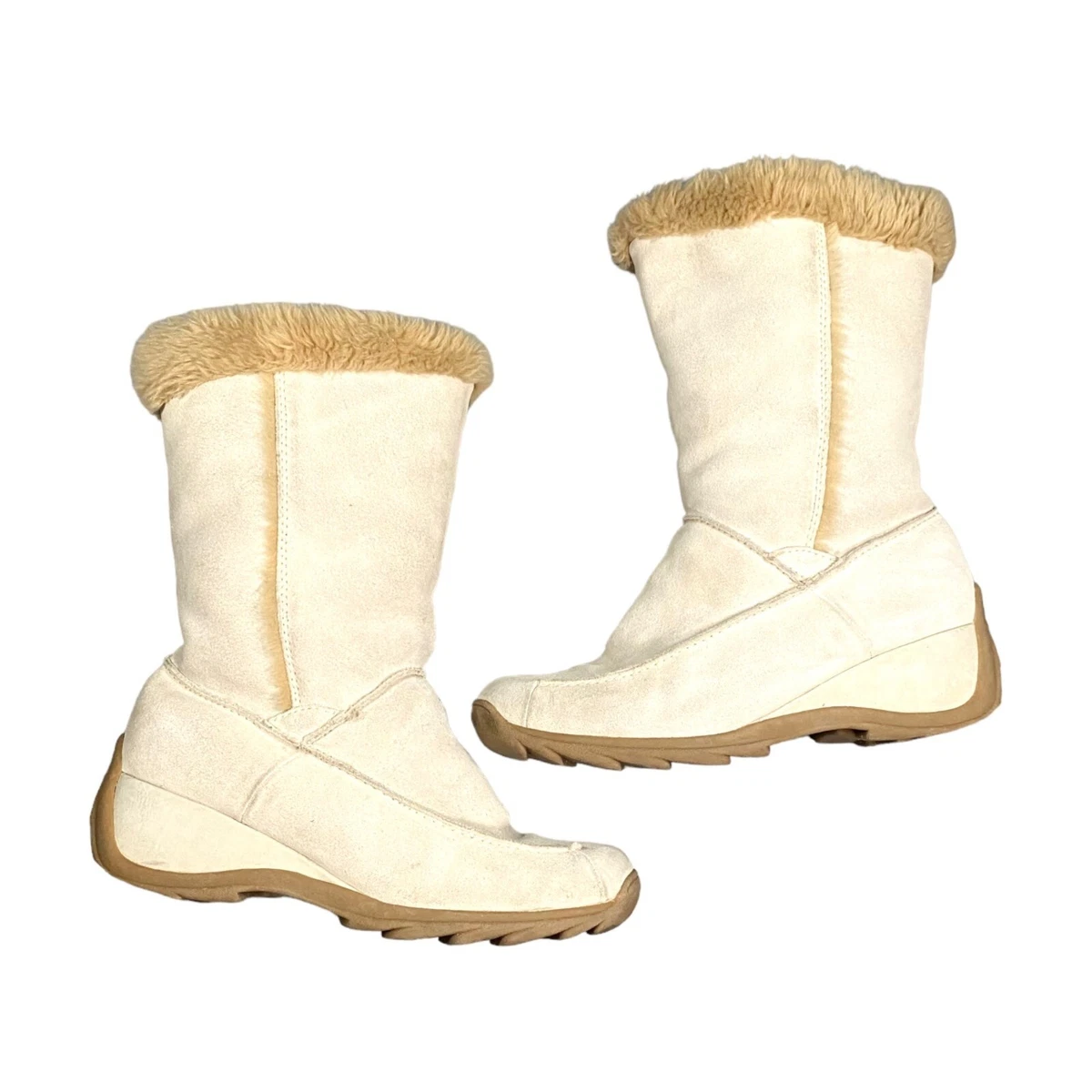 Cream mid calf boots sale