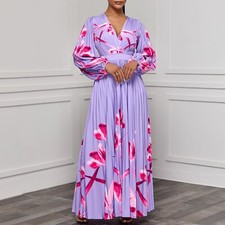 Women's Plus Size Elegant Printing Boho Long Dress,Paty A-Line Swing Maxi Dress