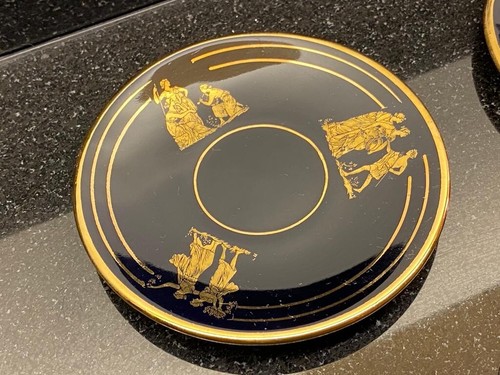 Tazzine e piattini da caffè vintage x 4 design oro 24 ct, fatti a mano greci pre-amati!! - Foto 4 di 6