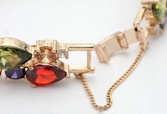 Brazalete Tenis Zafiro Multicolor Creado en Laboratorio Lleno Oro 18k 7.5" Foto 4 de 4