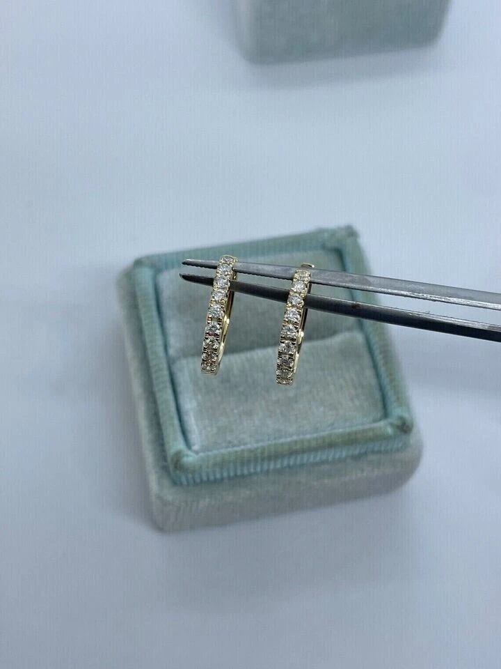 2Ct Round Cut Lab-Created Diamond Huggie Hoop Earrings 14K Yellow Gold Finish - Image 3 of 4