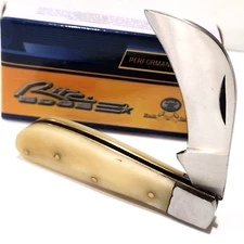 RITE-EDGE Little Hawkbill Smooth White Bone Handles Pruning Folding Pocket Knife