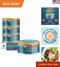 Wild Planet Albacore Tuna, No Salt Added, 5 oz Pack of 4 - Omega-3 Rich  Tasty