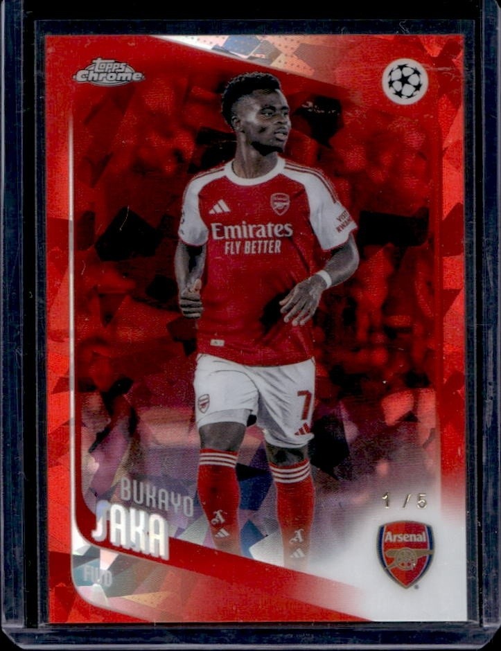 2025-26 Topps Chrome Sapphire UEFA Bukayo Saka Red Refractor #/5 Arsenal