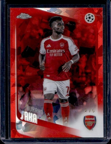 2025-26 Topps Chrome Sapphire UEFA Bukayo Saka Red Refractor #/5 Arsenal