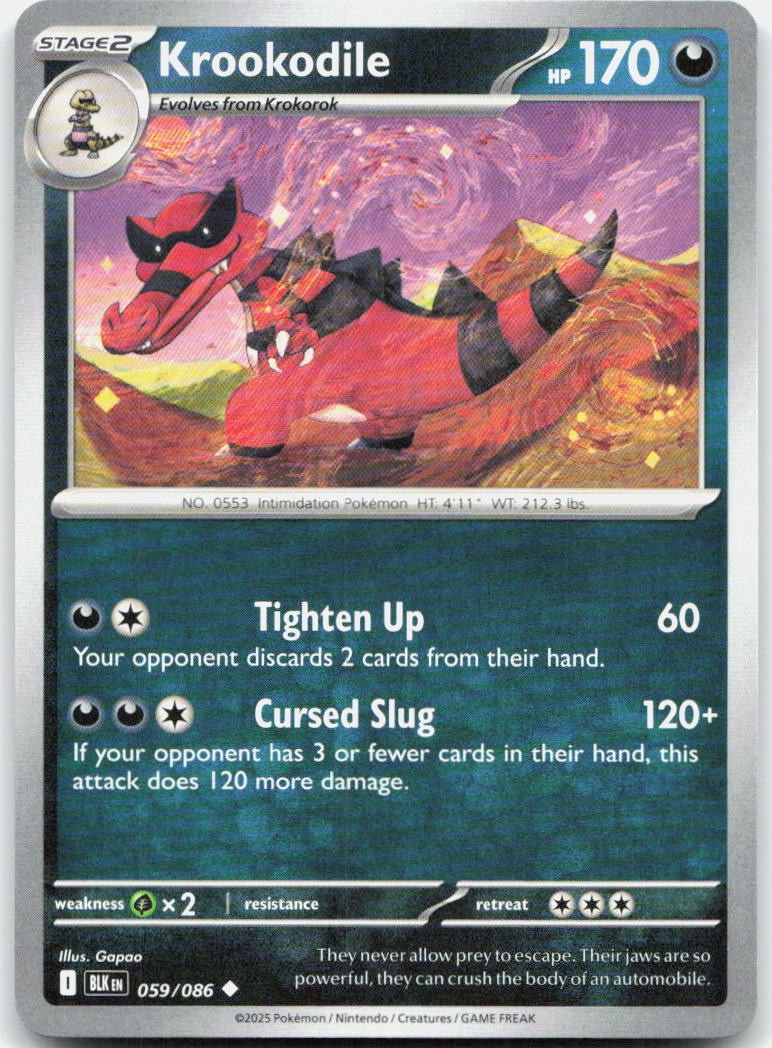Krookodile 059/086 59 SV Black Bolt U NM English Pokémon