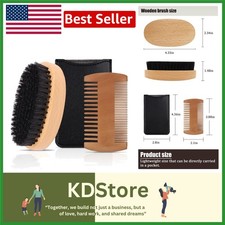 Men's Beard Grooming Kit Pear Wood Comb Boar Bristle Brush for Care