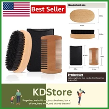 Men's Beard Grooming Kit Pear Wood Comb Boar Bristle Brush for Care