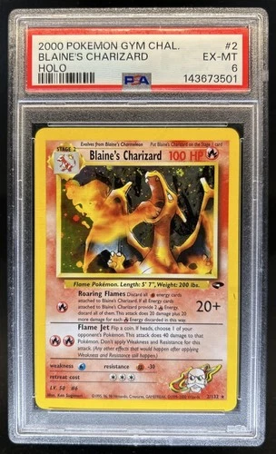 2000 Pokemon Gym Challenge Blaine's Charizard Holo #2/132 PSA 6