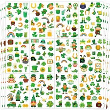 48 Sheets St Patricks Day Stickers-800Pcs Green Vinyl Shamrock Four Leaf Clov...