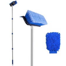 60" Car Wash Brush with Long Handle, Car Wash Mitt Included, 2 in 1 Soft Bris...
