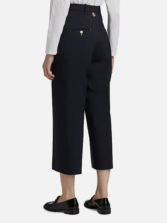 Thom Browne Women's Blue High-Rise Double Pleat Trouser Pants Size 36 image 3