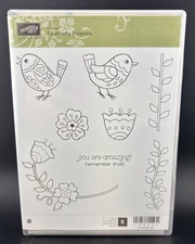 Stampin’ Up! Feathery Friends 144032 Rubber Cling Stamp Hostess Birds Flowers