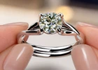 2 Ct Vvs1 White Round Moissanite Diamond Engagement Ring Sterling Silver Size 7