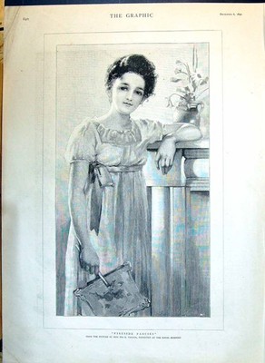 Alte 1890 Kamin Fantasie schöne Frau Taylor Ingram Jackson Weber viktorianisch