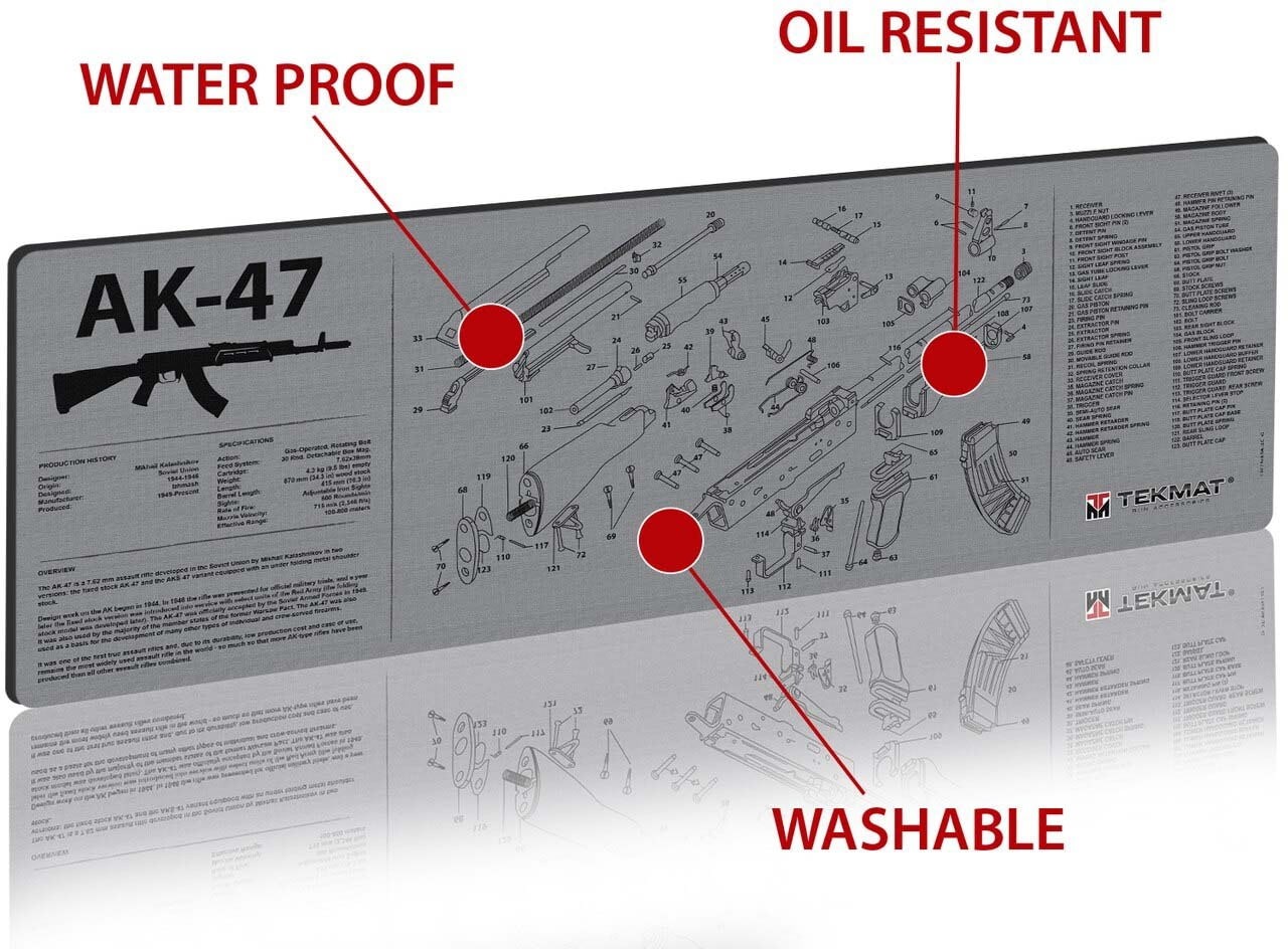 TekMat 36in Printed Gun Cleaning Mat , Grey, TEK-36--GY Bench Mat