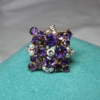 Diamond Siberian Amethyst Pearl Ring 14K Gold Exquisite Cocktail Retro Jewelry — photo 4