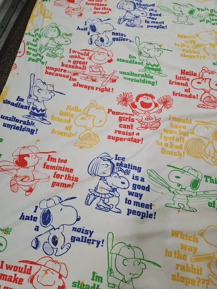 Vtg Peanuts Snoopy Blanket PEANUTS ALL SPORTS Quilt Handmade Woodstock Charlie  - Image 2 of 4