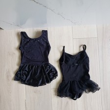 Girls Dance Leotard Lot Size 4/5  6/7 Bodysuit Black Skirted Ballet Outfit 2 Pc