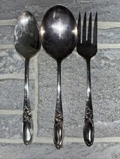 Oneida White Orchid Serving Spoon/Meat Fork/Casserole Spoon Silverplate Vintage