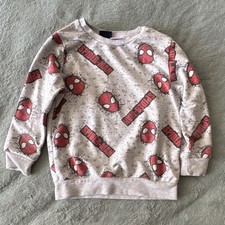 LC Waikiki Marvel Spider-Man Boys Pullover Sweatshirt Gray Red 3-4Y Crew Neck