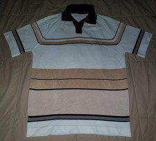 VTG 70s JC PENNEY STRIPED POLO SHIRT LARGE SKATER SURF 80s COLLAR SHORT SLEEVE
