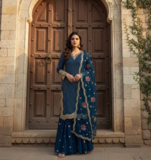 BOLLYWOOD SHARARA SUIT PAKISTANI INDIAN WEDDING SALWAR KAMEEZ PARTY WEAR DRESS