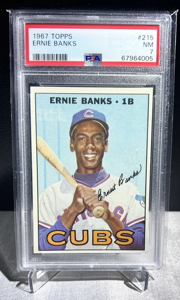 1967 Topps Baseball #215 Ernie Banks PSA 7 Chicago Cubs Legend envío gratuito Foto 4 de 4