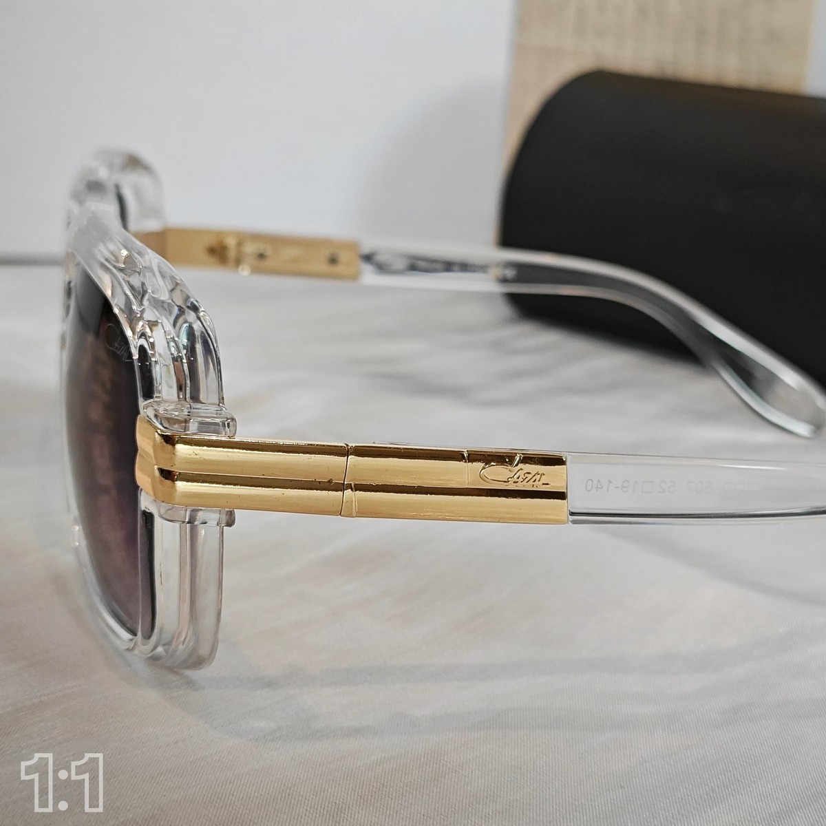 Cazal Sunglasses Clear Golden Frame Dark Lens Unisex Retro Hiphop