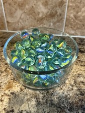 Cats Eye Marbles Lot of 100 5/8" Plus 2 Shooters 1" Red Blue Green Yellow